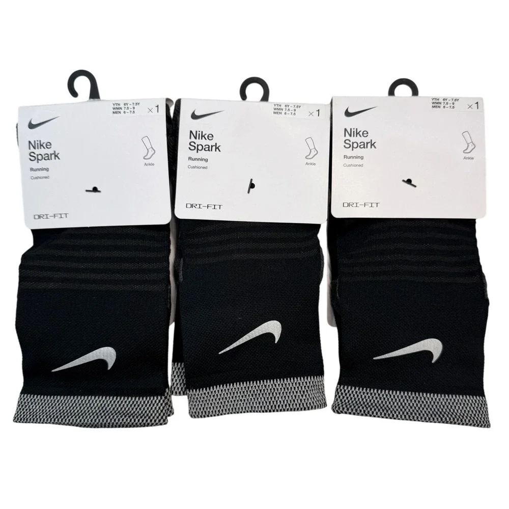 3 pairs Nike Dri-FIT Spark Cushioned Ankle Running Socks Women's 7.5-9 NWT